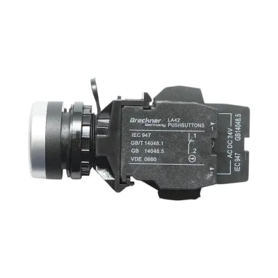 Buton comanda iluminat LED 24V AC/DC alb cu revenire 1NO+1NC, 10A/600V AC, 1A/250V DC LA42 Breckner Germany - imagine 4