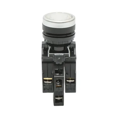 Buton comanda iluminat LED 220V AC alb cu revenire 1NO+1NC, 10A/600V AC, 1A/250V DC LA42 Breckner Germany - imagine 2