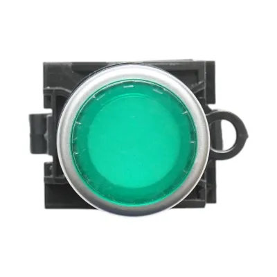 Buton comanda iluminat convex LED 24V AC/DC verde cu revenire 1NO+1NC, 10A/600V AC, 1A/250V DC LA42 Breckner Germany - imagine 3