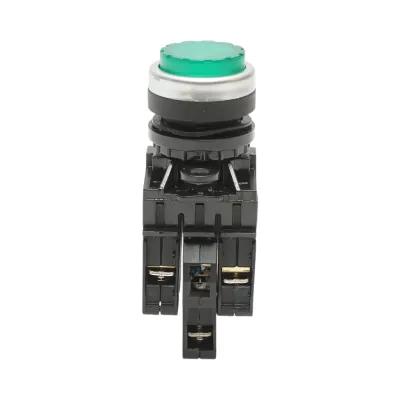 Buton comanda iluminat convex LED 24V AC/DC verde cu revenire 1NO+1NC, 10A/600V AC, 1A/250V DC LA42 Breckner Germany - imagine 2