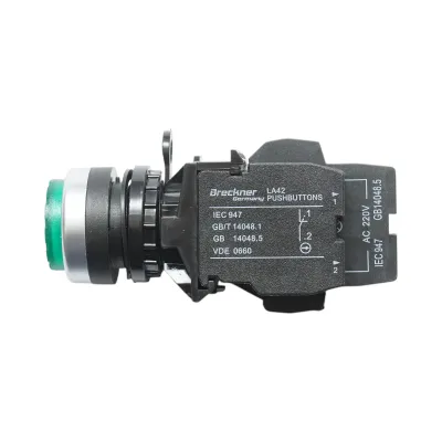 Buton comanda iluminat convex LED 220V AC verde cu revenire 1NO+1NC, 10A/600V AC, 1A/250V DC LA42 Breckner Germany - imagine 4