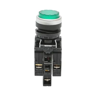 Buton comanda iluminat convex LED 220V AC verde cu revenire 1NO+1NC, 10A/600V AC, 1A/250V DC LA42 Breckner Germany - imagine 2