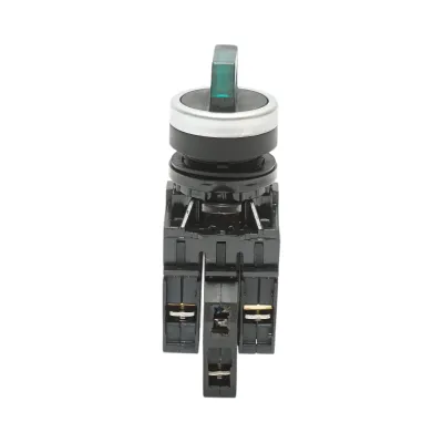 Buton selector iluminat 24V AC/DC LED verde cu 2 pozitii 1NO+1NC, 10A/600V AC, 1A/250V DC LA42 Breckner Germany - imagine 2