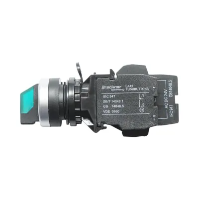 Buton selector iluminat 24V AC/DC LED verde cu 2 pozitii 1NO+1NC, 10A/600V AC, 1A/250V DC LA42 Breckner Germany - imagine 4