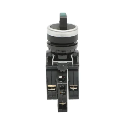 Buton selector iluminat 220V AC LED verde cu 2 pozitii 1NO+1NC, 10A/600V AC, 1A/250V DC LA42 Breckner Germany - imagine 2