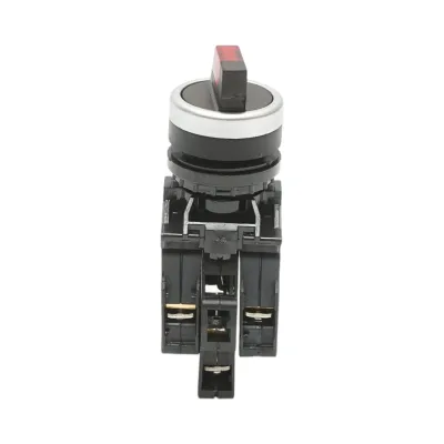 Buton selector iluminat 220V AC LED rosu cu 2 pozitii 1NO+1NC, 10A/600V AC, 1A/250V DC LA42 Breckner Germany - imagine 2