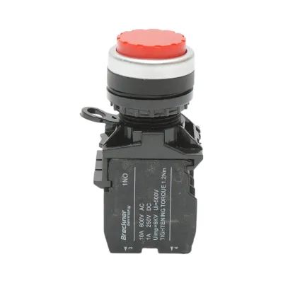 Buton comanda convex cu revenire rosu 1NO+1NC, 10A/600V AC, 1A/250V DC LA42 Breckner Germany