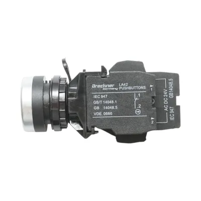 Buton comanda iluminat LED 24V AC/DC verde cu revenire 1NO+1NC, 10A/600V AC, 1A/250V DC LA42 Breckner Germany - imagine 4