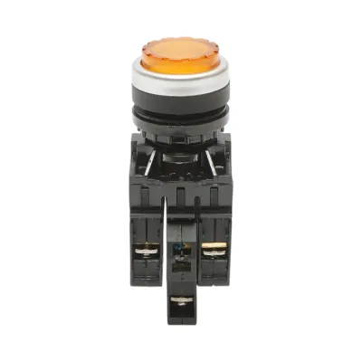 Buton comanda iluminat convex LED 220V AC galben cu revenire 1NO+1NC, 10A/600V AC, 1A/250V DC LA42 Breckner Germany - imagine 2