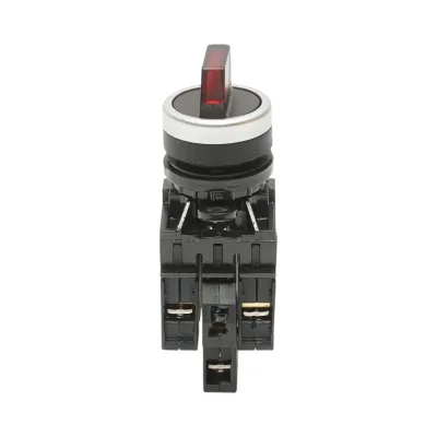 Buton selector iluminat 24V AC/DC LED rosu cu 2 pozitii 1NO+1NC, 10A/600V AC, 1A/250V DC LA42 Breckner Germany - imagine 2