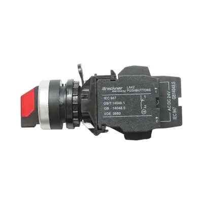 Buton selector iluminat 24V AC/DC LED rosu cu 2 pozitii 1NO+1NC, 10A/600V AC, 1A/250V DC LA42 Breckner Germany - imagine 4