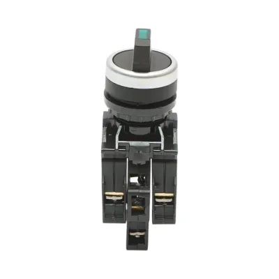 Buton selector iluminat 220V AC LED verde cu 3 pozitii 2NO, 10A/600V AC, 1A/250V DC LA42 Breckner Germany - imagine 2