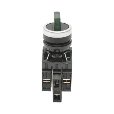 Buton selector iluminat 24V AC/DC LED verde cu 3 pozitii 2NO, 10A/600V AC, 1A/250V DC LA42 Breckner Germany - imagine 2