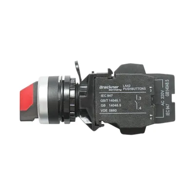 Buton selector iluminat 220V AC LED rosu cu 3 pozitii 2NO, 10A/600V AC, 1A/250V DC LA42 Breckner Germany - imagine 4