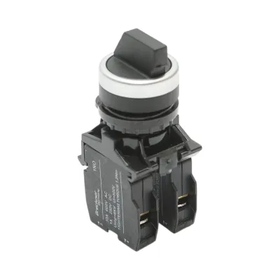 Buton selector negru cu 3 pozitii 2NO, 10A/600V AC, 1A/250V DC LA42 Breckner Germany