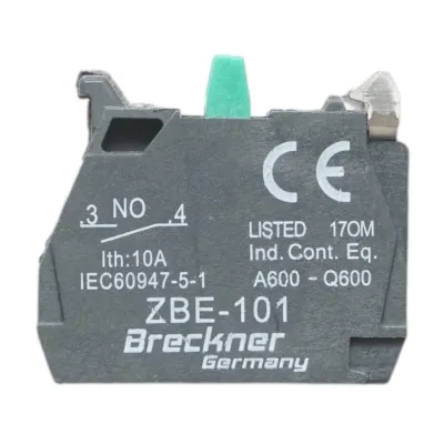 Bloc contact auxiliar 1NO, 24V/10A 22mm LAY5 Breckner Germany