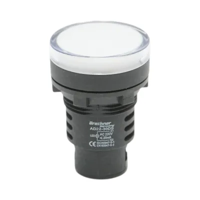 Indicator semnalizare LED alb 220V AC 30mm Breckner Germany