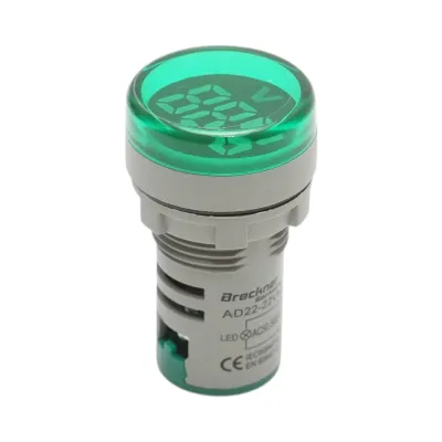 Indicator digital ampermetru LED verde 50-500V AC Ø 22mm Breckner Germany