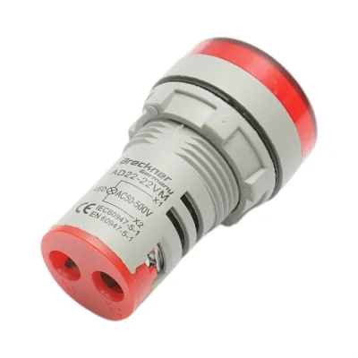 Indicator digital ampermetru LED rosu 50-500V AC Ø 22mm Breckner Germany - imagine 3