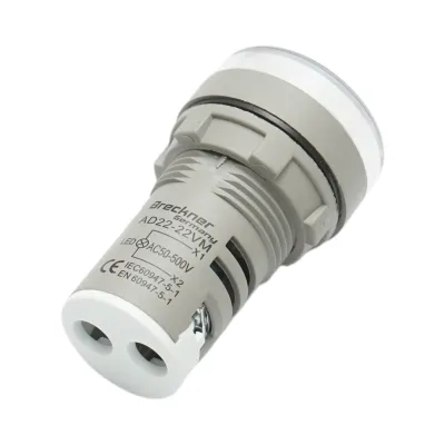 Indicator digital ampermetru LED alb 50-500V AC Ø 22mm Breckner Germany - imagine 4