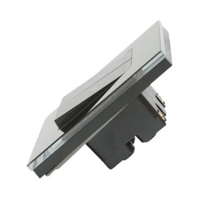 Intrerupator jaluzele dublu negru incastrat 220V, 16AX, indicator luminos, rama sticla 86x86x34mm - imagine 3