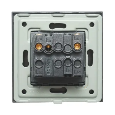 Intrerupator jaluzele dublu negru incastrat 220V, 16AX, indicator luminos, rama sticla 86x86x34mm - imagine 4