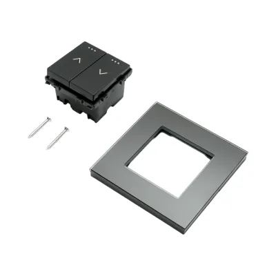 Intrerupator jaluzele dublu negru incastrat 220V, 16AX, indicator luminos, rama sticla 86x86x34mm - imagine 5