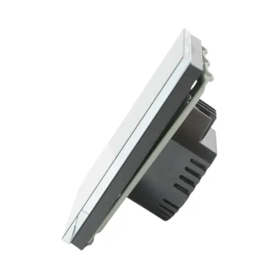 Intrerupator touch negru simplu 220V, indicator luminos, rama sticla 86x86x34mm - imagine 3