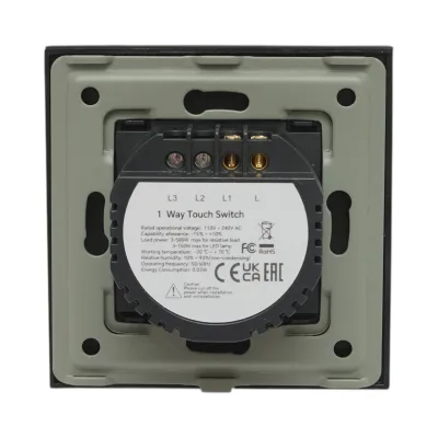 Intrerupator touch negru simplu 220V, indicator luminos, rama sticla 86x86x34mm - imagine 4