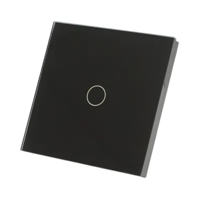 Intrerupator touch negru simplu 220V, indicator luminos, rama sticla 86x86x34mm