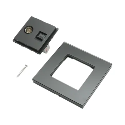Priza TV + internet CAT5e RJ45, rama sticla neagra 86x86mm - imagine 5