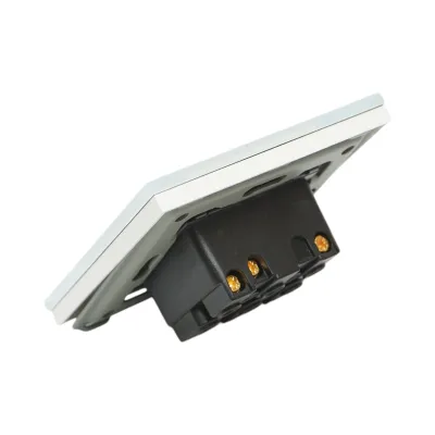 Intrerupator dublu cap scara alb incastrat 220V, 16AX, indicator luminos, rama sticla 86x86x34mm - imagine 3