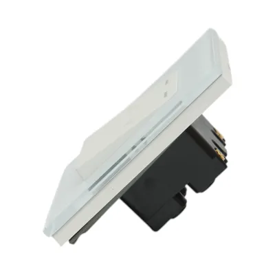 Intrerupator jaluzele dublu alb incastrat 220V, 16AX, indicator luminos, rama sticla 86x86x34mm - imagine 3