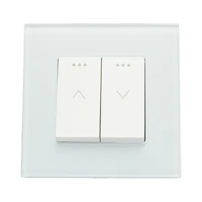 Intrerupator jaluzele dublu alb incastrat 220V, 16AX, indicator luminos, rama sticla 86x86x34mm - imagine 2