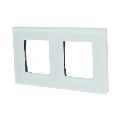 Rama dubla sticla alba priza si intrerupator 157x86mm - imagine 3