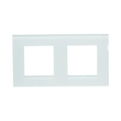 Rama dubla sticla alba priza si intrerupator 157x86mm