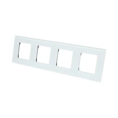 Rama cvadrupla sticla alba priza si intrerupator 299x86mm - imagine 3