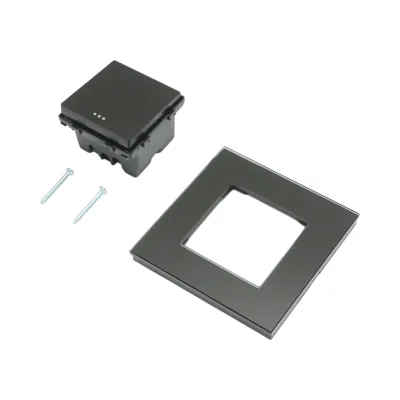 Intrerupator cap scara negru incastrat 220V, 16AX, indicator luminos, rama sticla 86x86x34mm - imagine 5