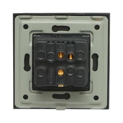 Intrerupator cap scara negru incastrat 220V, 16AX, indicator luminos, rama sticla 86x86x34mm - imagine 4