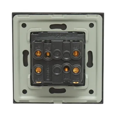 Intrerupator dublu cap scara negru incastrat 220V, 16AX, indicator luminos, rama sticla 86x86x34mm - imagine 4