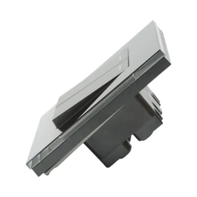 Intrerupator dublu cap scara negru incastrat 220V, 16AX, indicator luminos, rama sticla 86x86x34mm - imagine 3