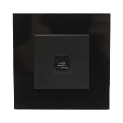 Priza internet CAT6 RJ45 neagra cu rama din sticla 86x86mm - imagine 2