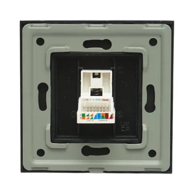 Priza internet CAT6 RJ45 neagra cu rama din sticla 86x86mm - imagine 4