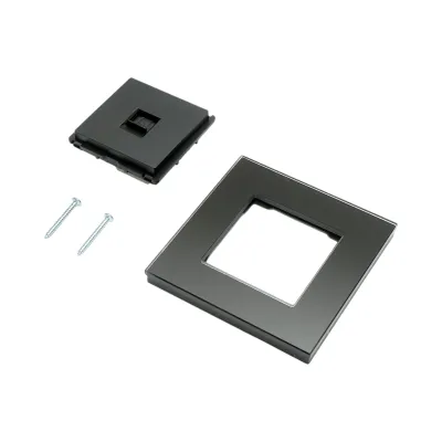 Priza internet CAT6 RJ45 neagra cu rama din sticla 86x86mm - imagine 5