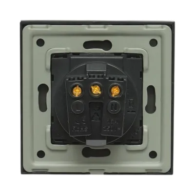 Priza schuko neagra 220V, 16A, capac transparent, rama sticla 86x86x34mm - imagine 4