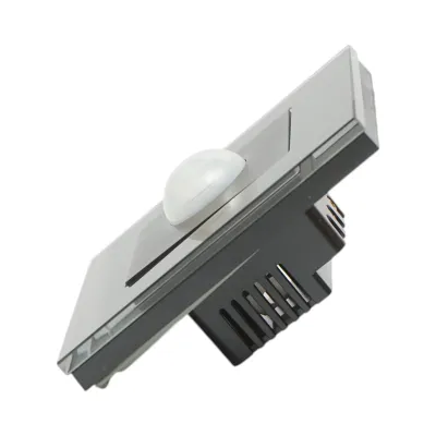 Intrerupator senzor miscare PIR negru 220V, rama sticla 86x86x34mm - imagine 3