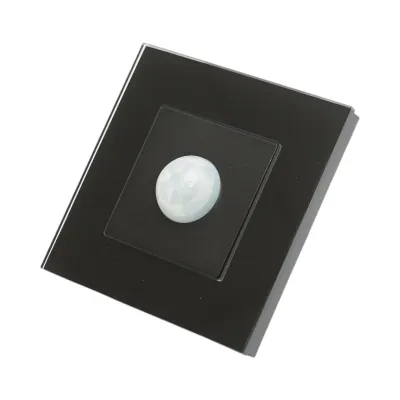 Intrerupator senzor miscare PIR negru 220V, rama sticla 86x86x34mm