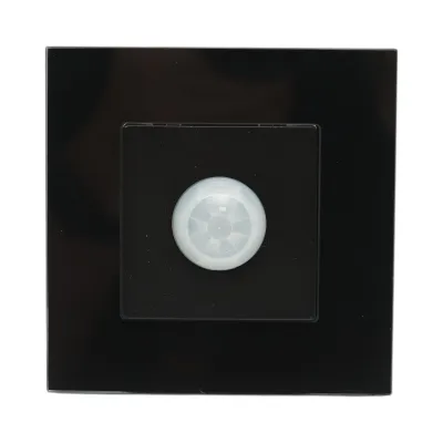 Intrerupator senzor miscare PIR negru 220V, rama sticla 86x86x34mm - imagine 2