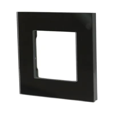 Rama simpla sticla neagra priza si intrerupator 86x86x10mm - imagine 4