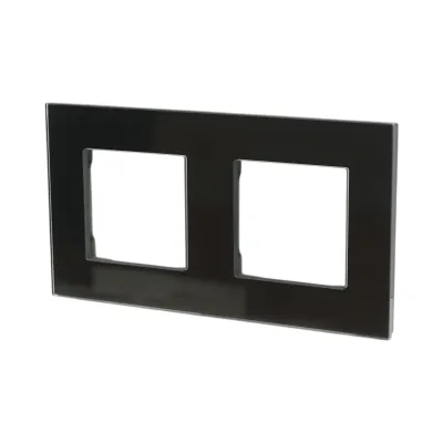Rama dubla sticla neagra priza si intrerupator 86x157mm - imagine 4